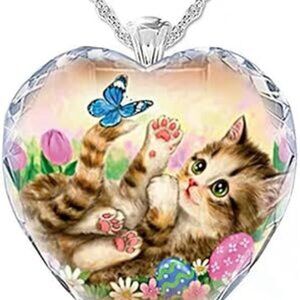 Jude Jewelers Heart Shaped Transperant Acrylic Resin Platic Cute Cat Butterfly